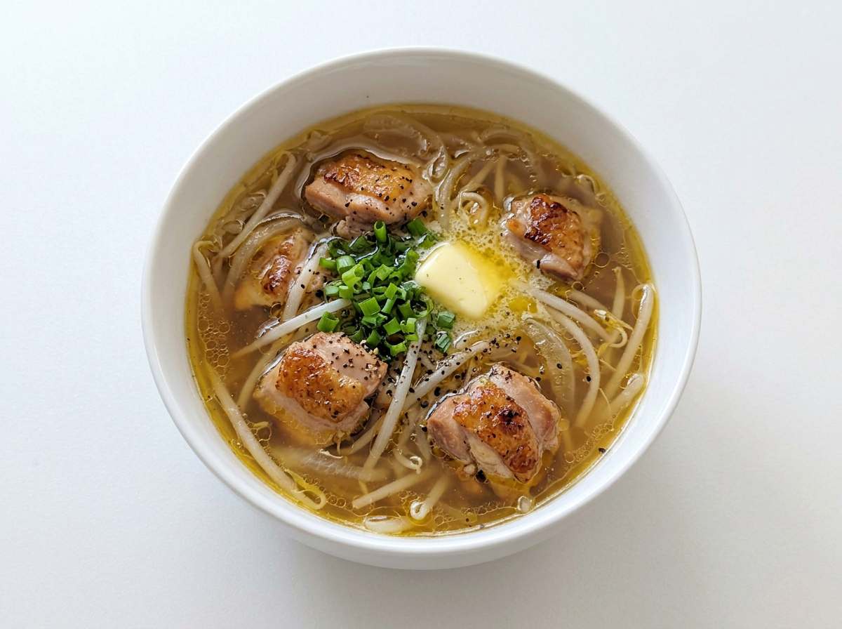 鶏ももともやしのガッツリコンソメスープ