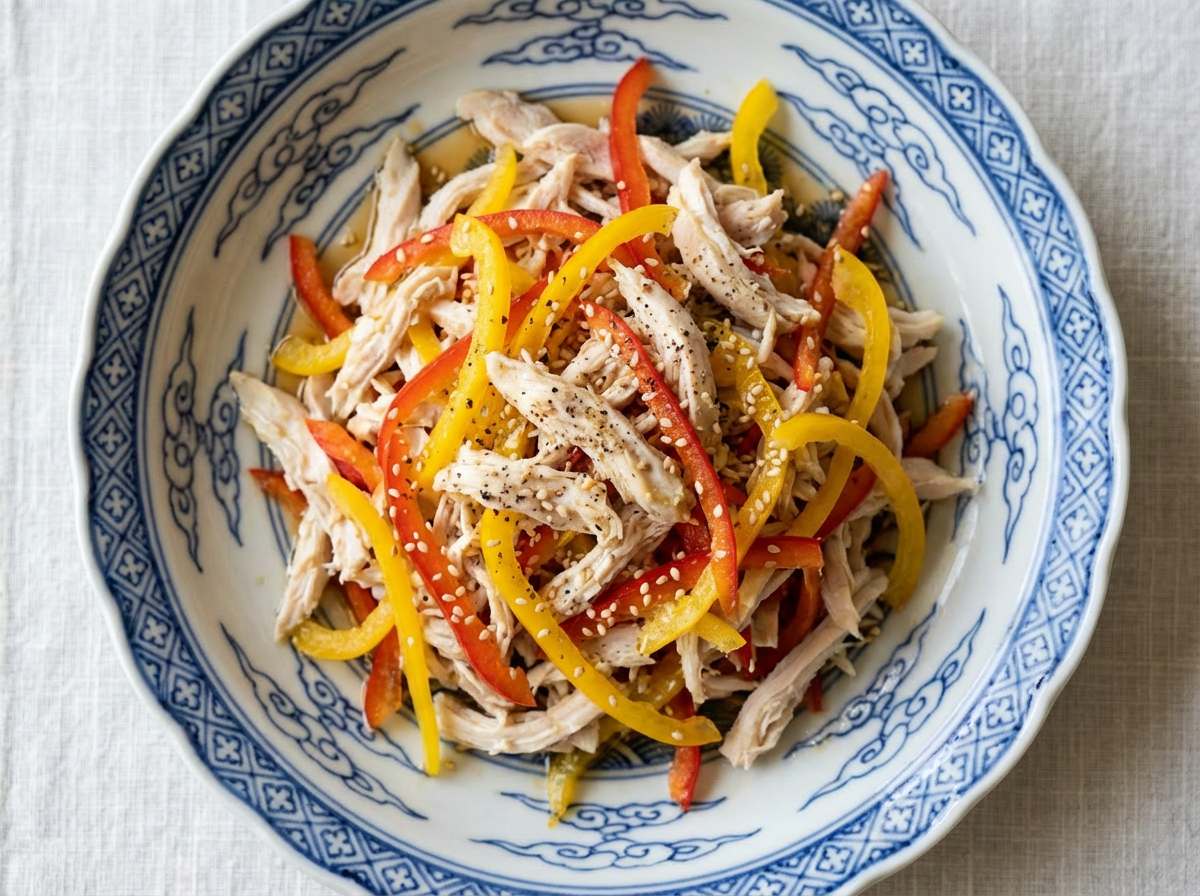 鶏もも肉とピーマンのめんつゆさっぱり和え