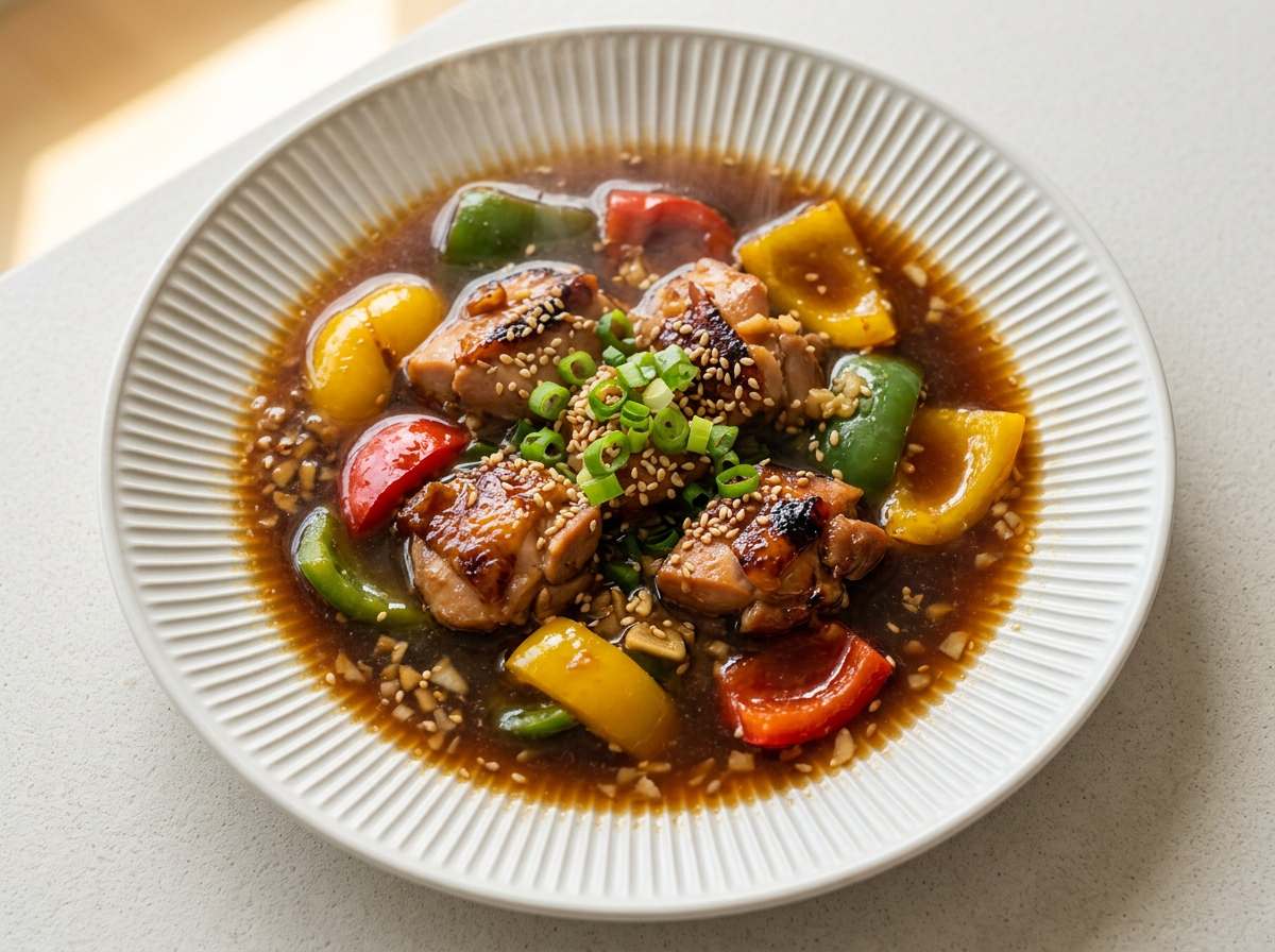 鶏もも肉とピーマンの焼肉だれスタミナスープ