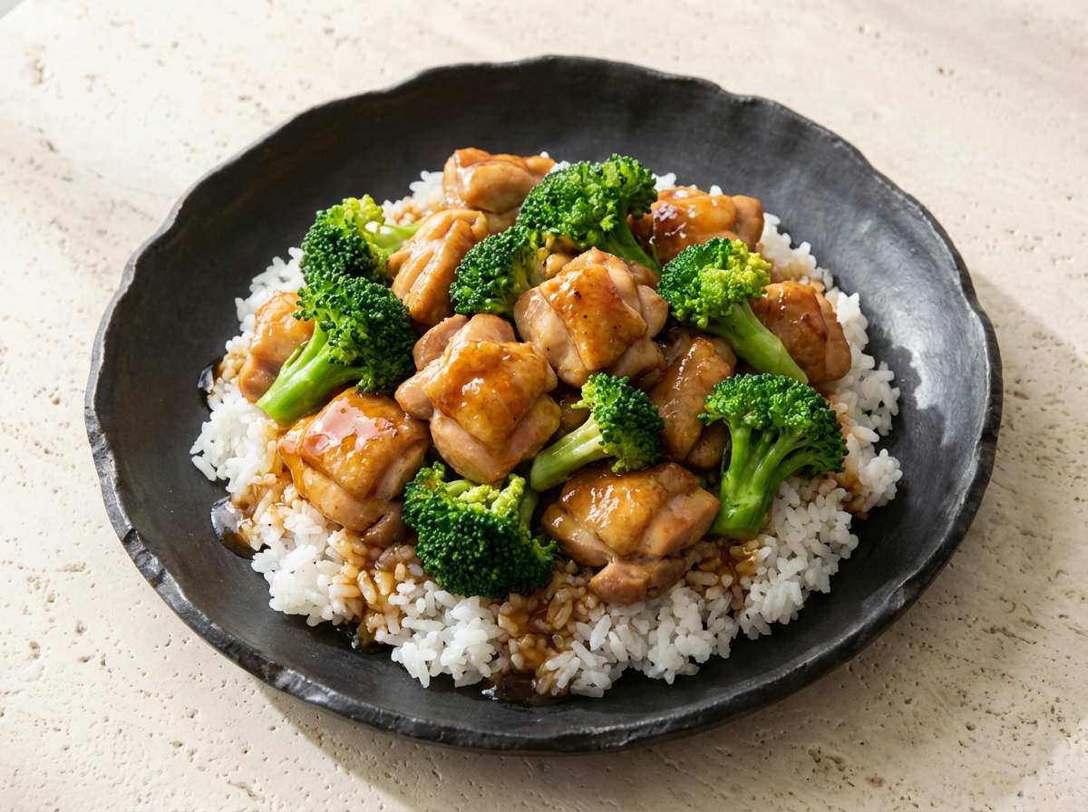 鶏ももとブロッコリーの醤油丼