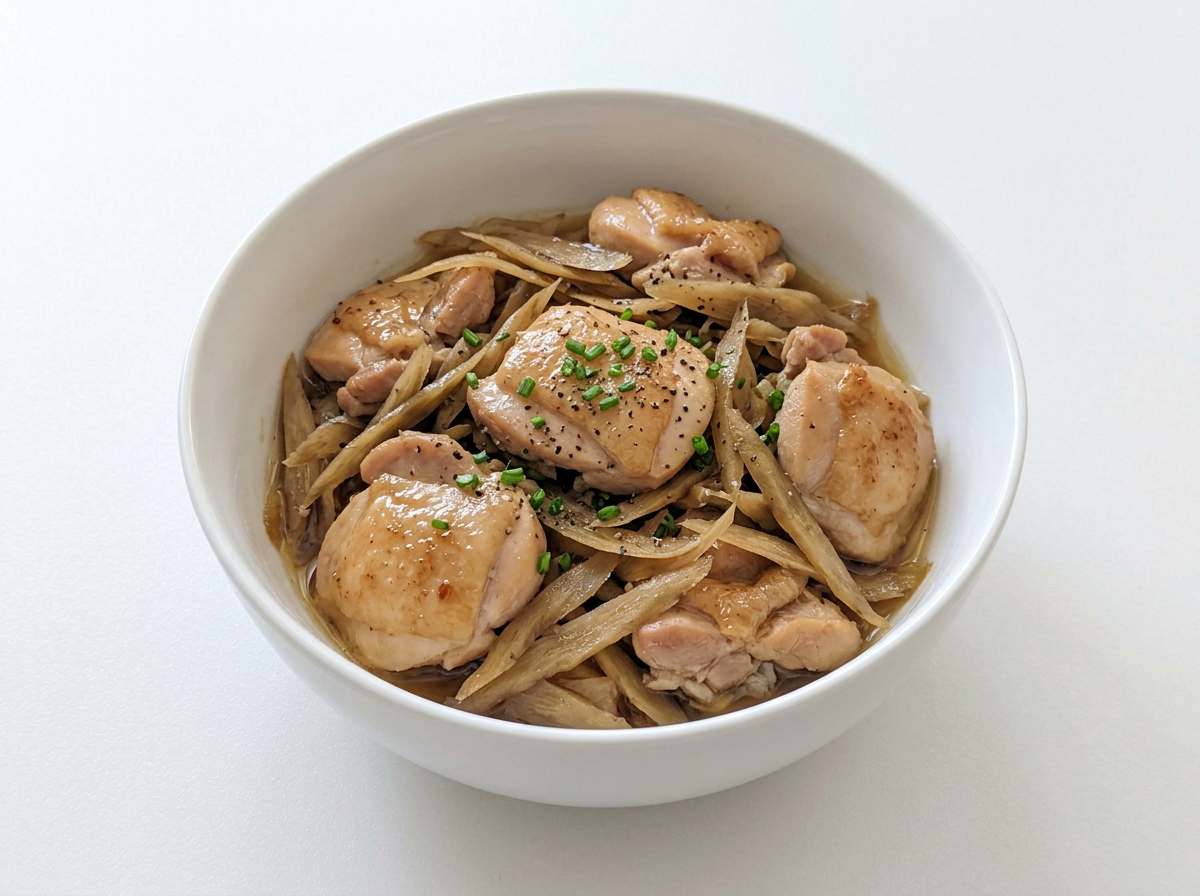 鶏ももとごぼうのコンソメ漬け