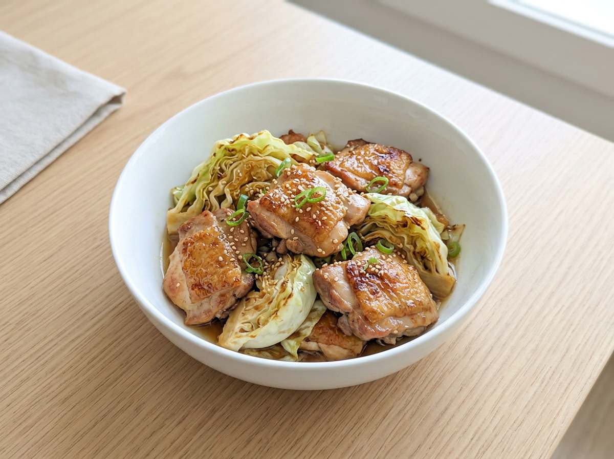 鶏もも肉とキャベツのポン酢焼き