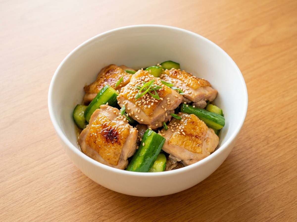 鶏もも肉ときゅうりのごま油煮