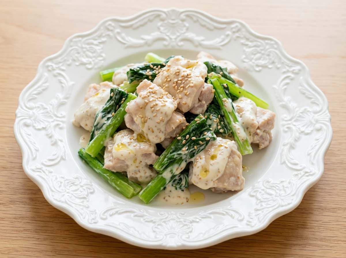 鶏もも肉と小松菜のさっぱりマヨ漬け