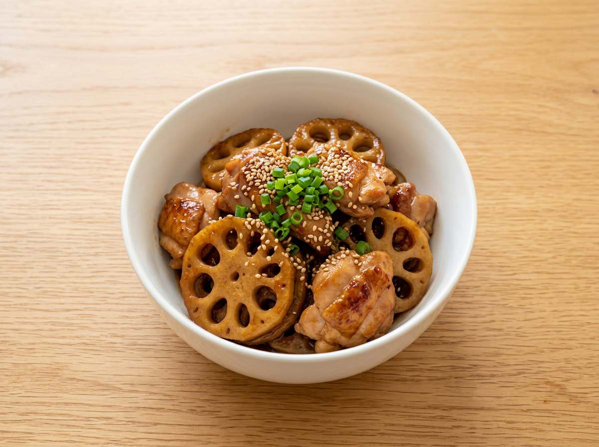 鶏もも肉とれんこんの焼肉のタレピリ辛焼き