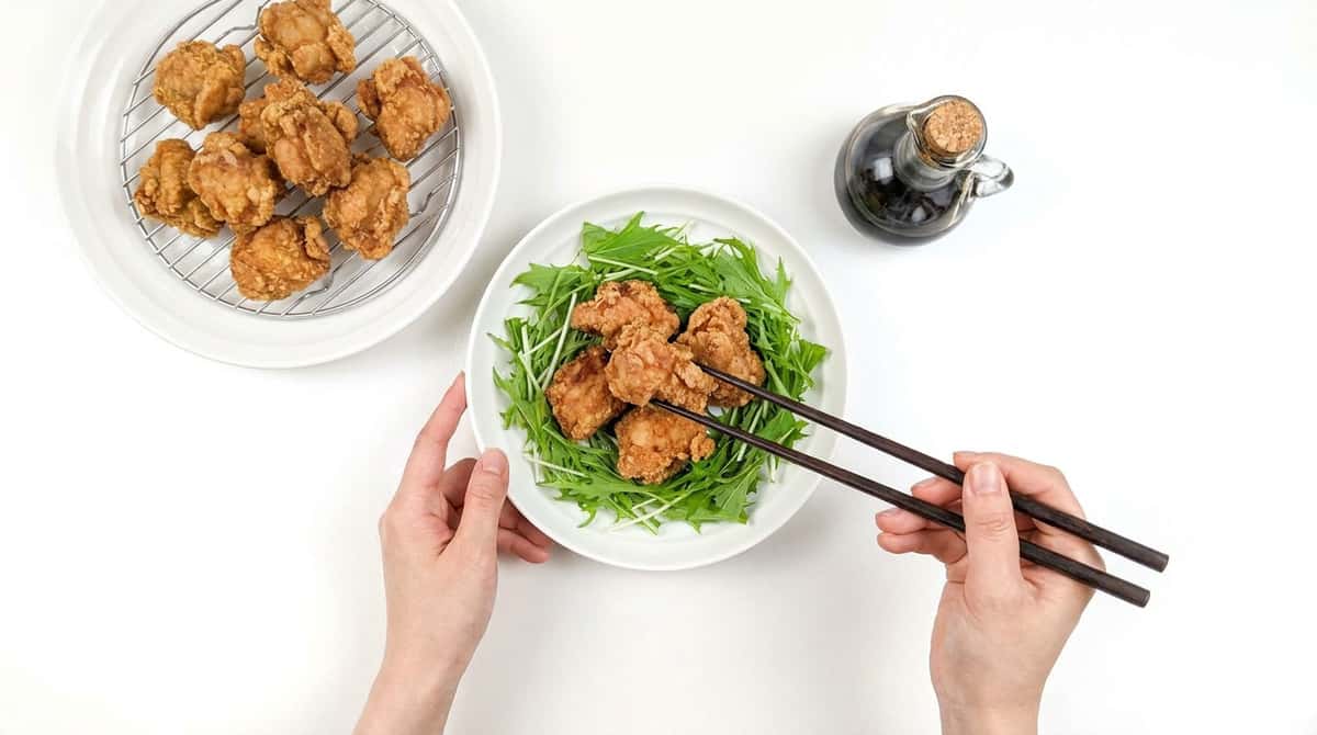 鶏もも肉と水菜の醤油から揚げ（完成イメージ）