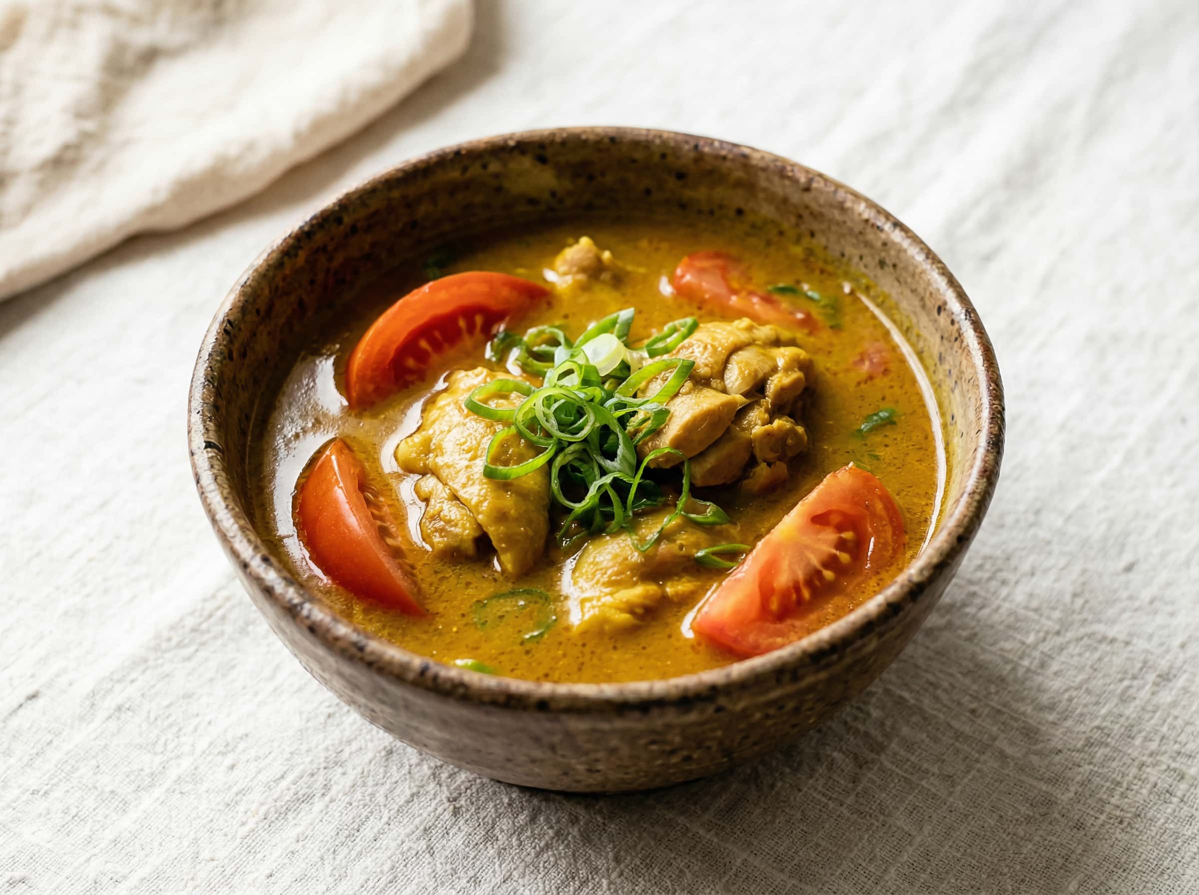 鶏ももとトマトのカレー風おつまみスープ