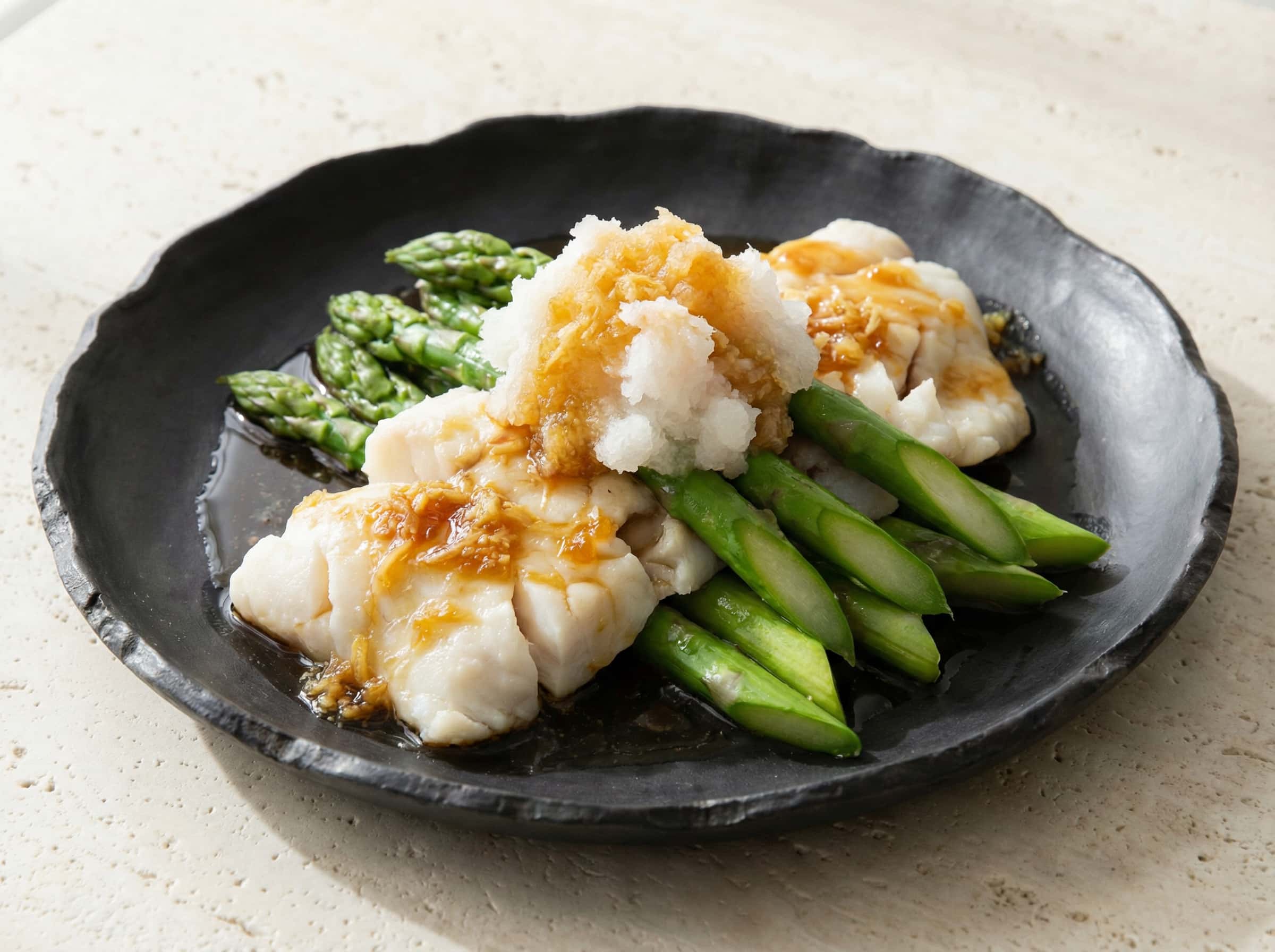 タラとアスパラのポン酢蒸し