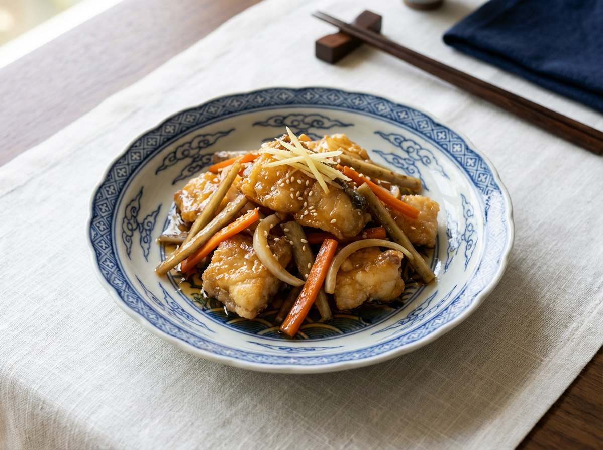 タラとごぼうの甘酢揚げマリネ