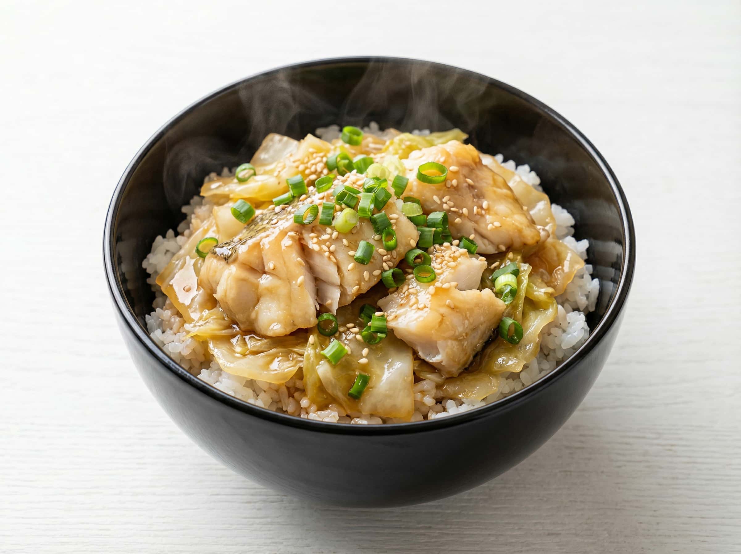 タラとキャベツの白だし丼