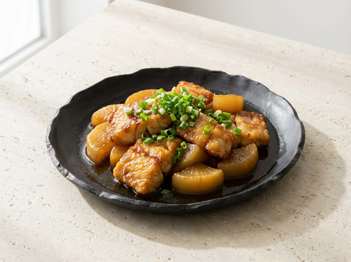 タラと大根のこんがり鶏ガラ焼き