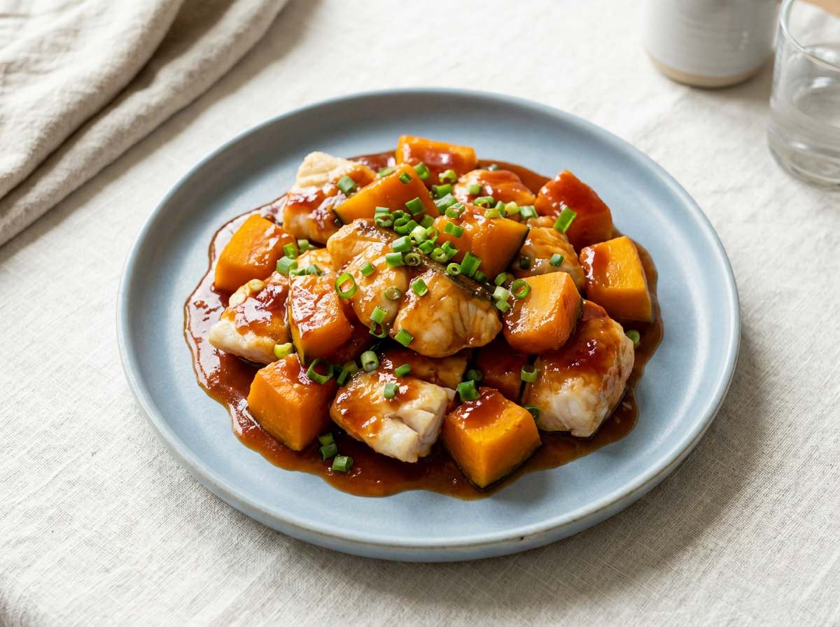 タラとかぼちゃのケチャップ蒸し