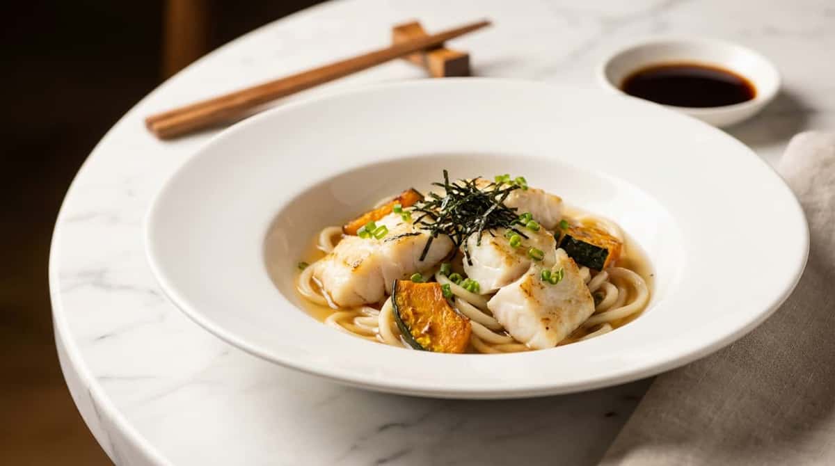 タラとかぼちゃの白だし和風パスタ（完成イメージ）