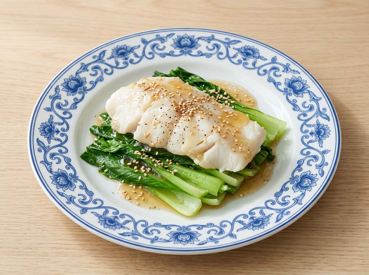 タラと小松菜の甘酢レンジ蒸し