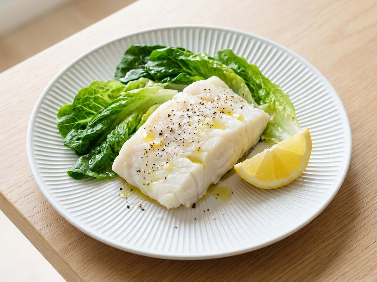 タラとレタスの塩こしょうレンジ蒸し