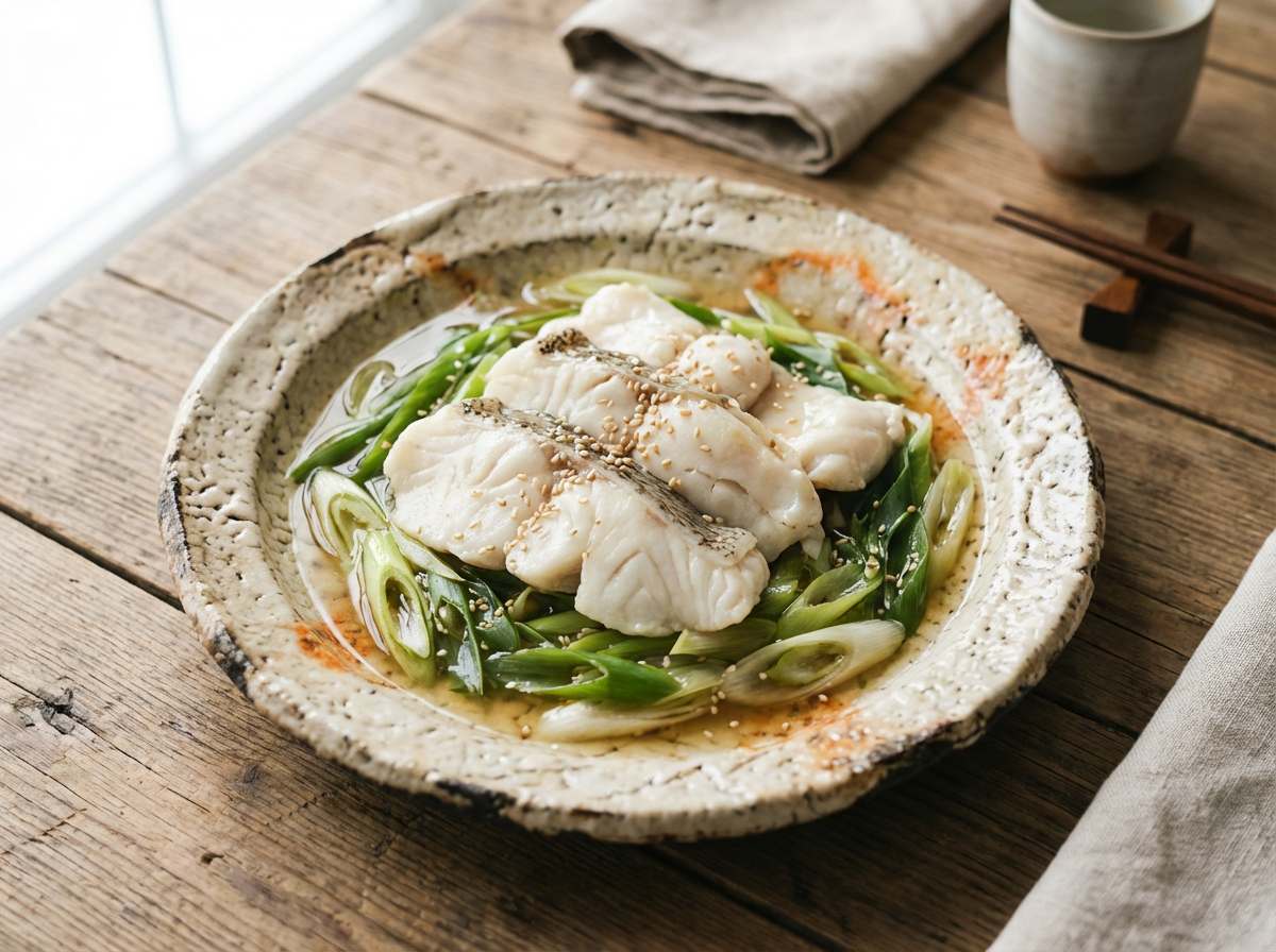 タラと長ねぎの白だしレンジ蒸し（作り置き用）