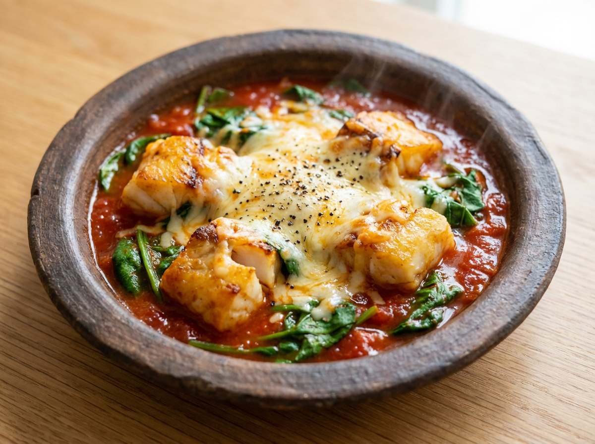 タラとほうれん草のガッツリトマト煮