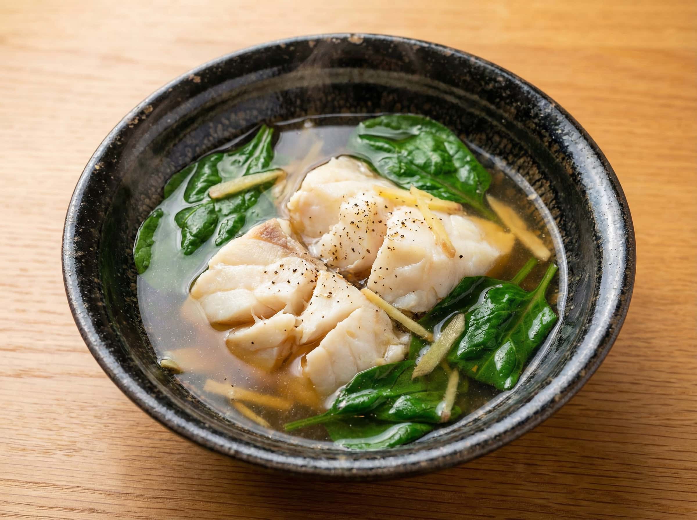 タラとほうれん草のめんつゆスープ（ダイエット）