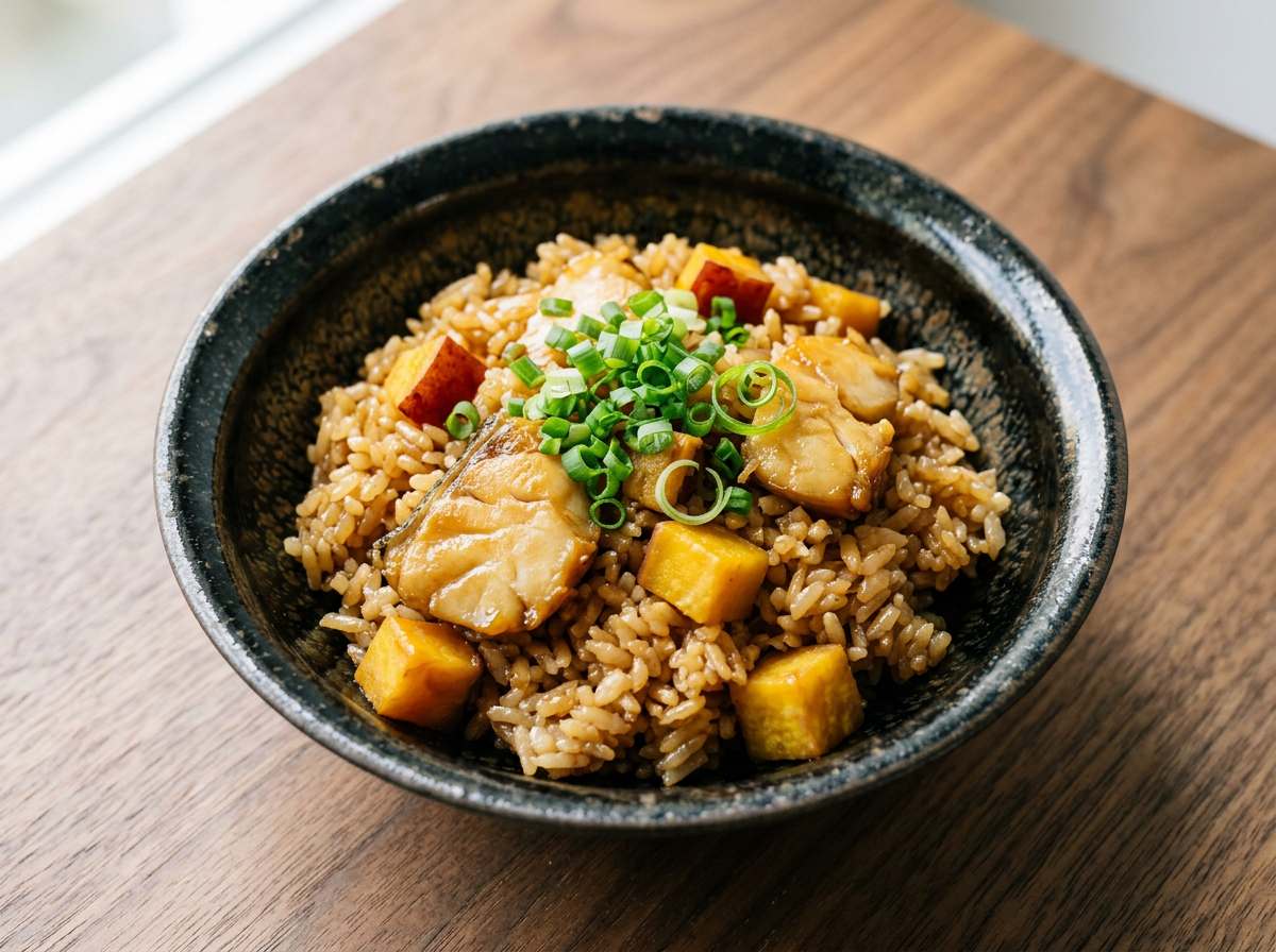 タラとさつまいものバター醤油炊き込みご飯