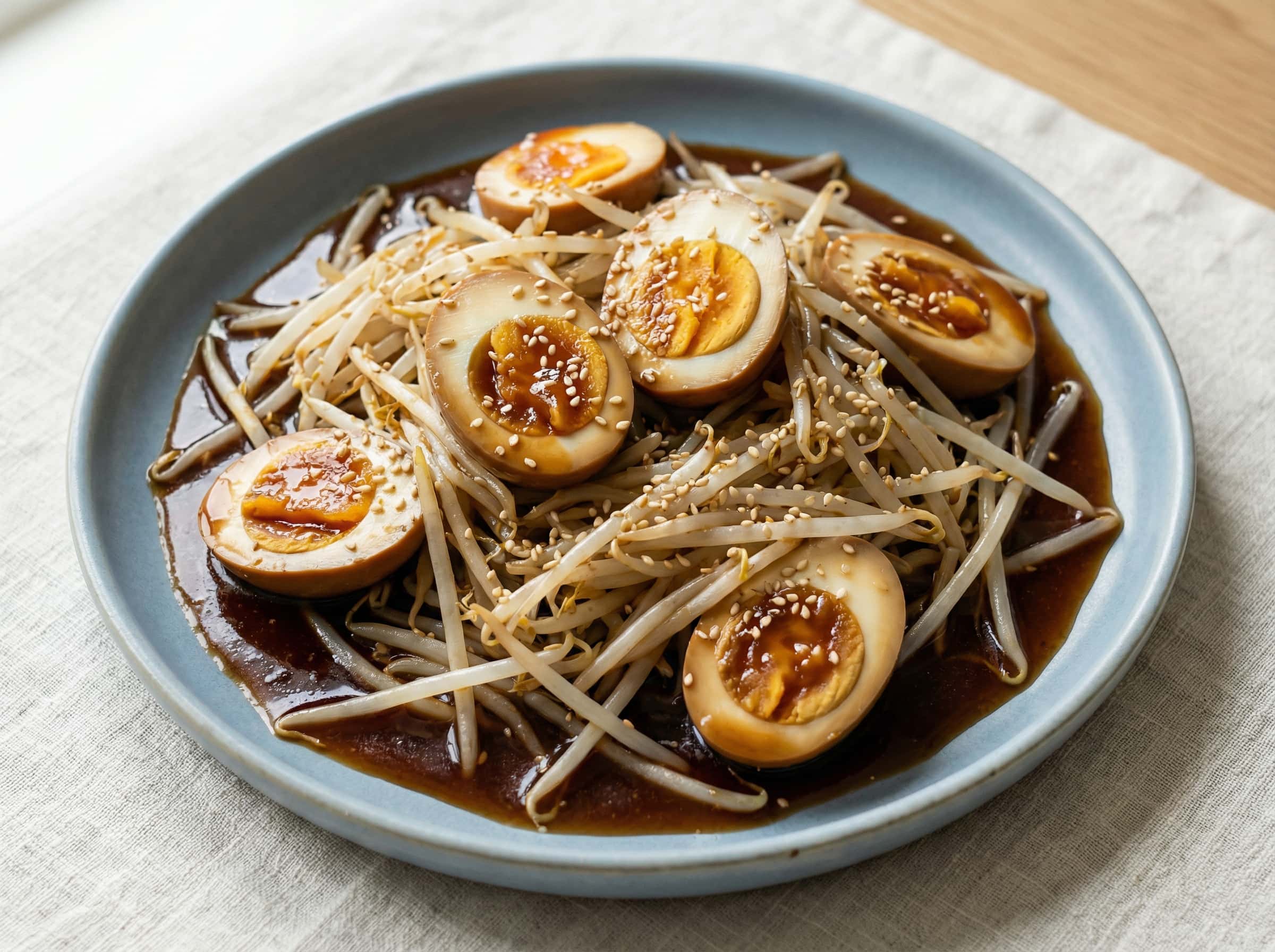 卵ともやしの焼肉のタレ漬け