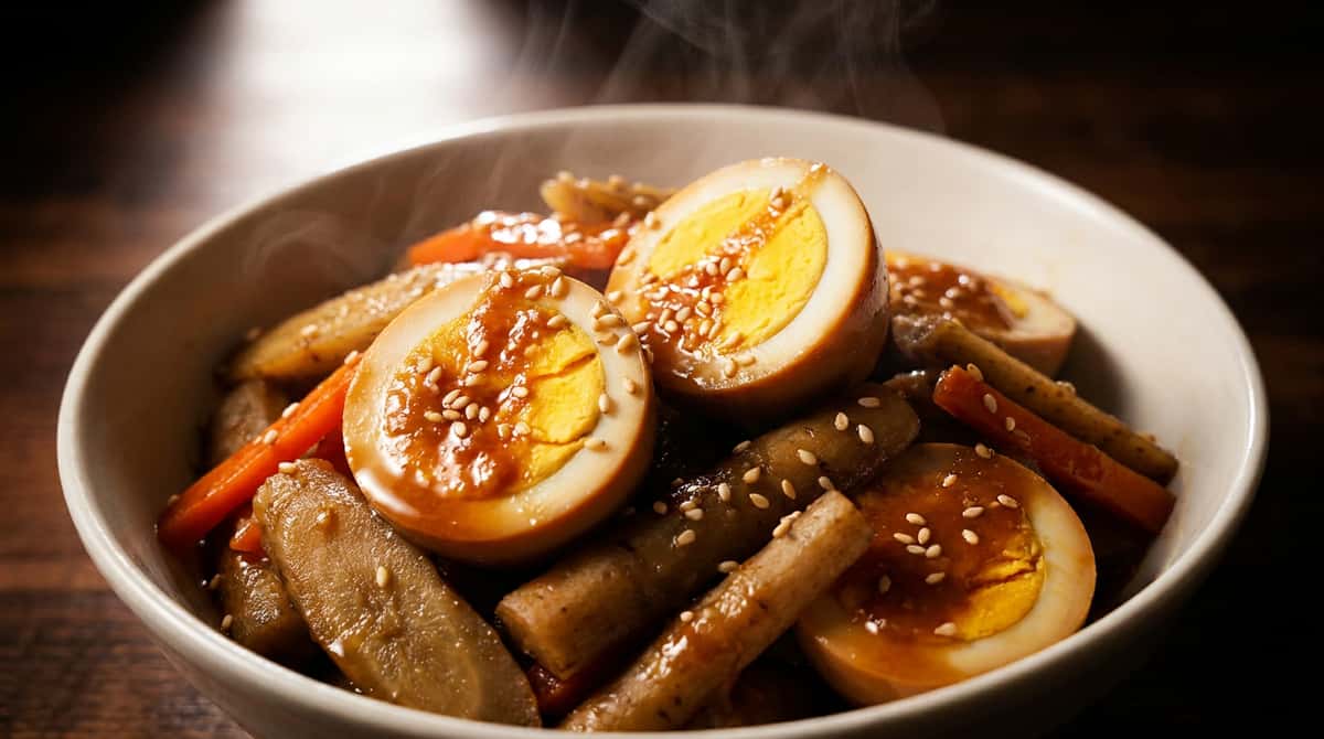 卵とごぼうの味噌煮おかず