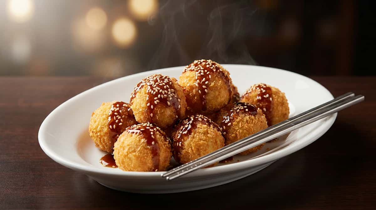 ごぼうと卵の揚げ団子 オイスターソースだれ（完成イメージ）