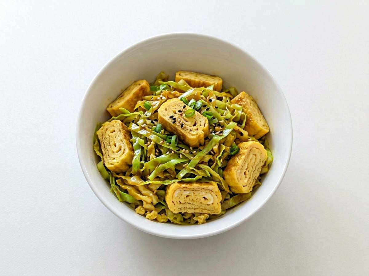 卵とキャベツのレンジカレー蒸し