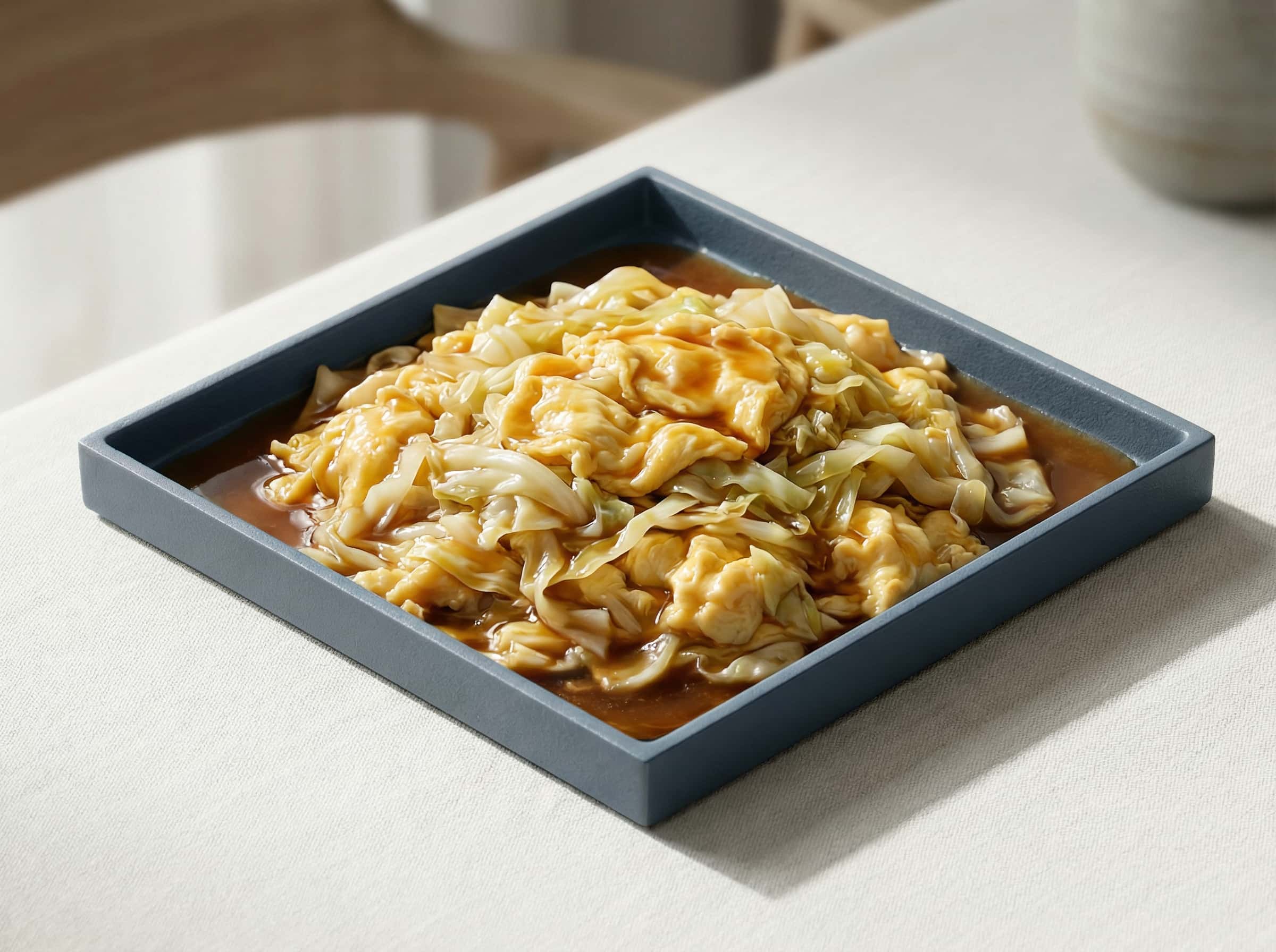 卵とキャベツのオイスターソースレンジ蒸し