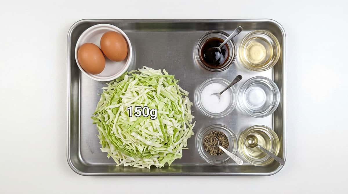 卵とキャベツのオイスターソースレンジ蒸し（材料）