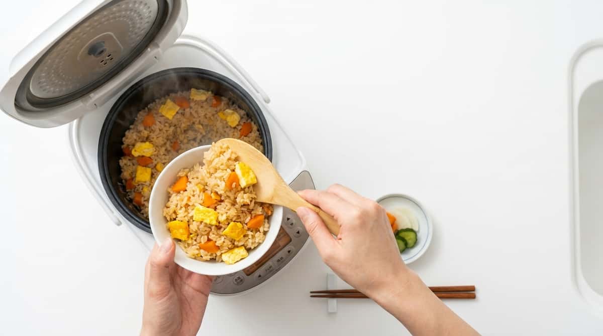卵とにんじんの味噌炊き込みご飯（完成イメージ）