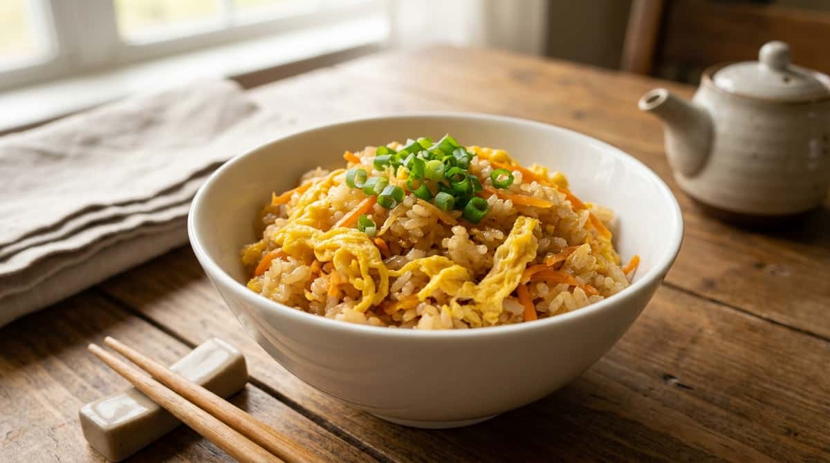 卵とにんじんの味噌炊き込みご飯（完成イメージ）