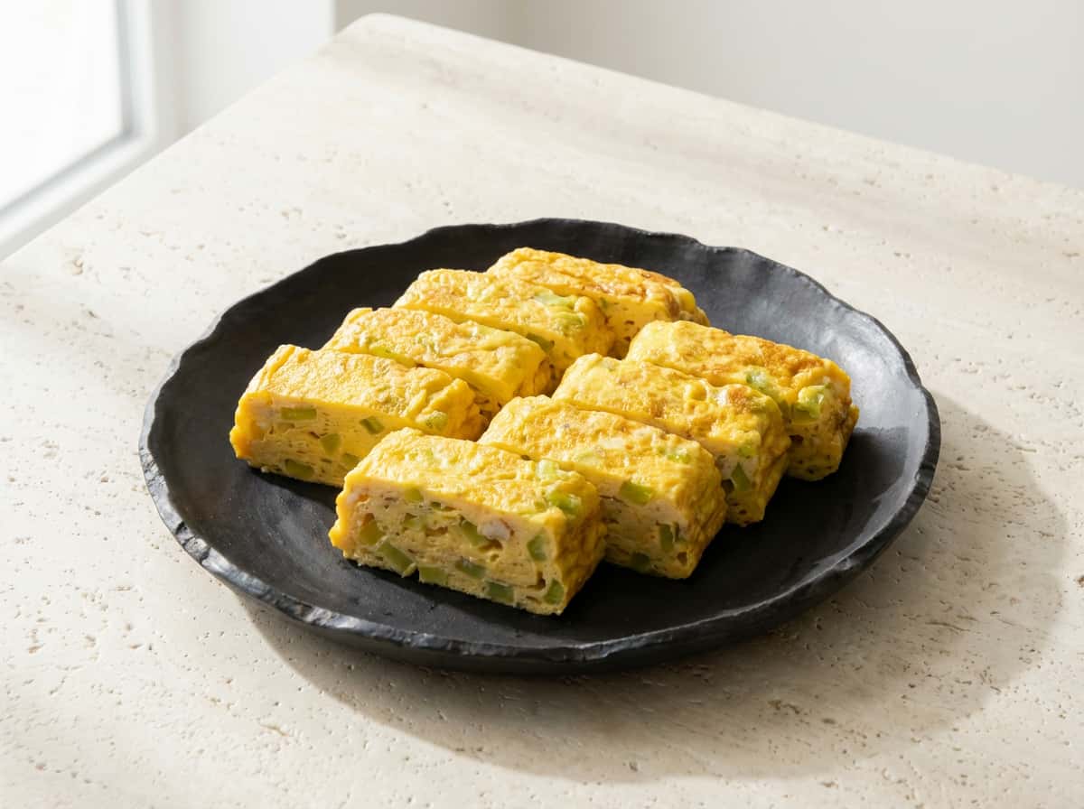 セロリと卵の鶏ガラ風厚焼き（作り置き）