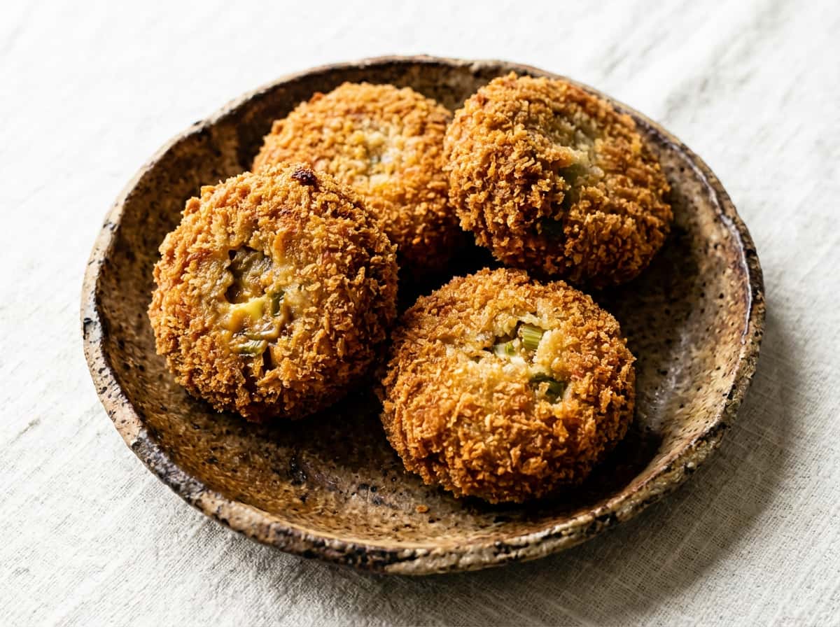 味噌卵とセロリのふわサク揚げ（メンチ風）