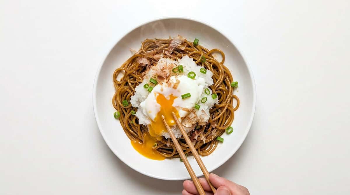 大根おろしと半熟卵の和風醤油パスタ（完成イメージ）