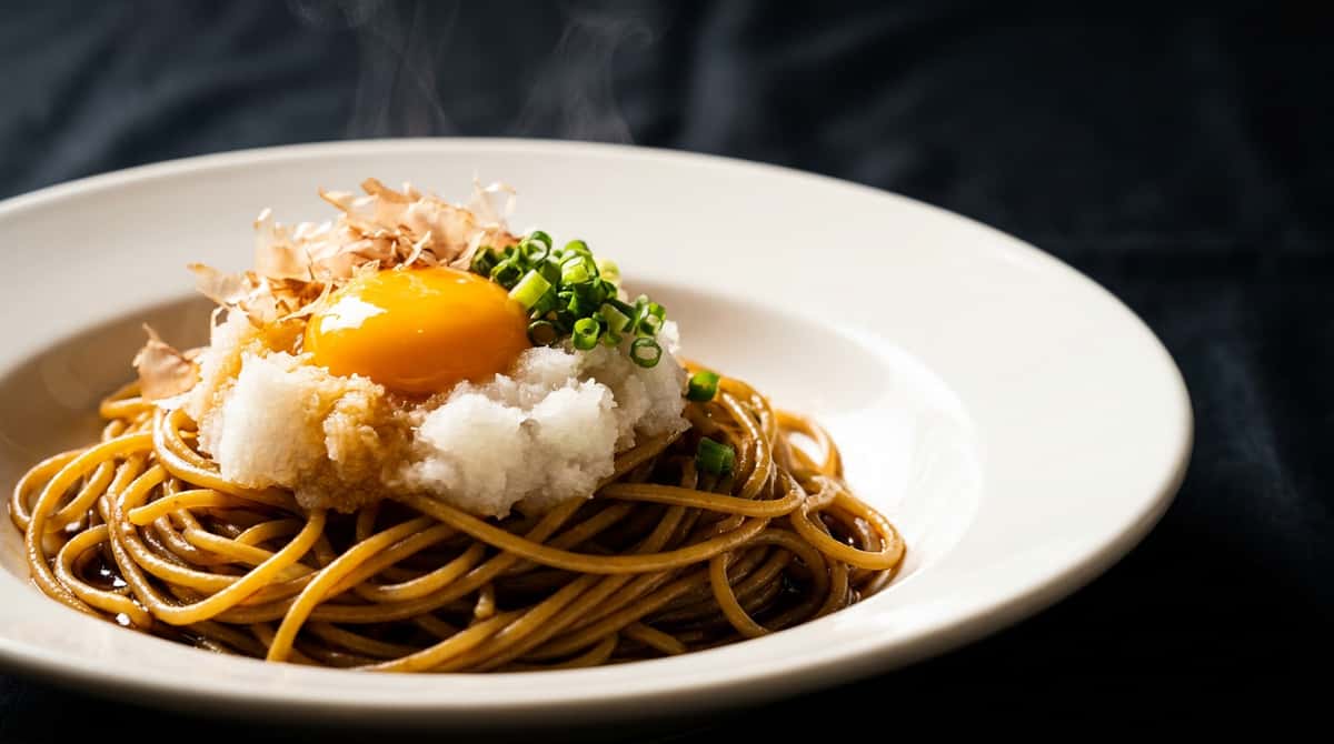 大根おろしと半熟卵の和風醤油パスタ（完成イメージ）