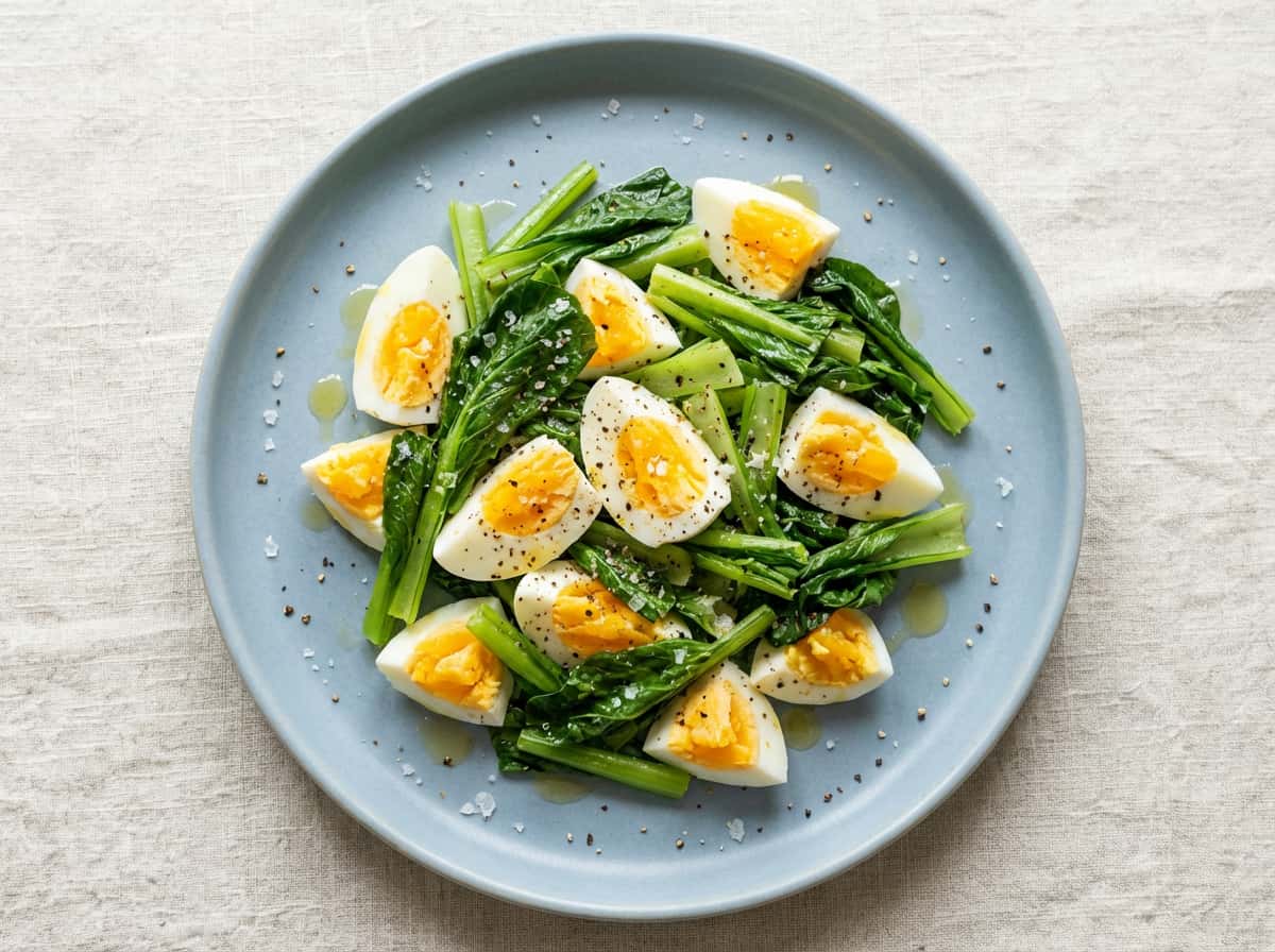 卵と小松菜の塩こしょう和え（おつまみ）