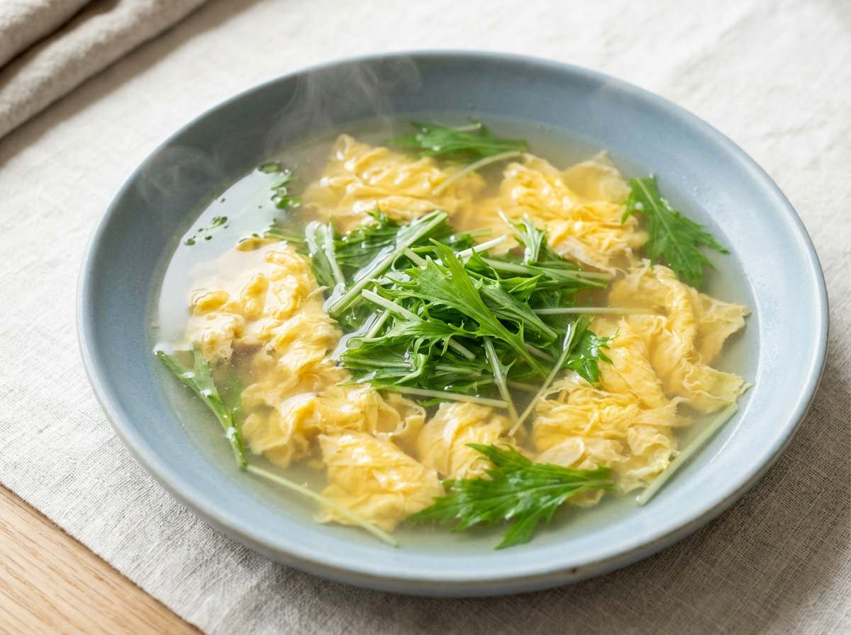 卵と水菜の白だしダイエットスープ