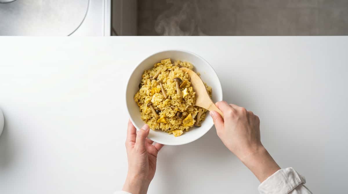 卵ときのこのカレー炊き込みご飯（糖質オフ）（完成イメージ）