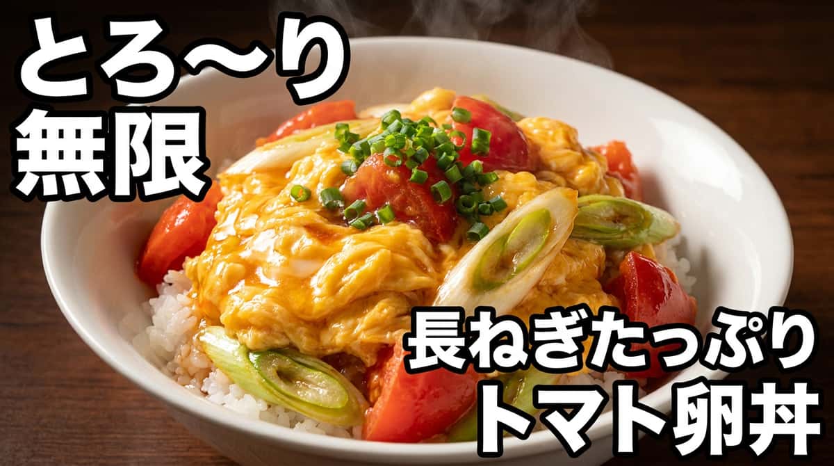 長ねぎたっぷりトマトふわとろ卵丼