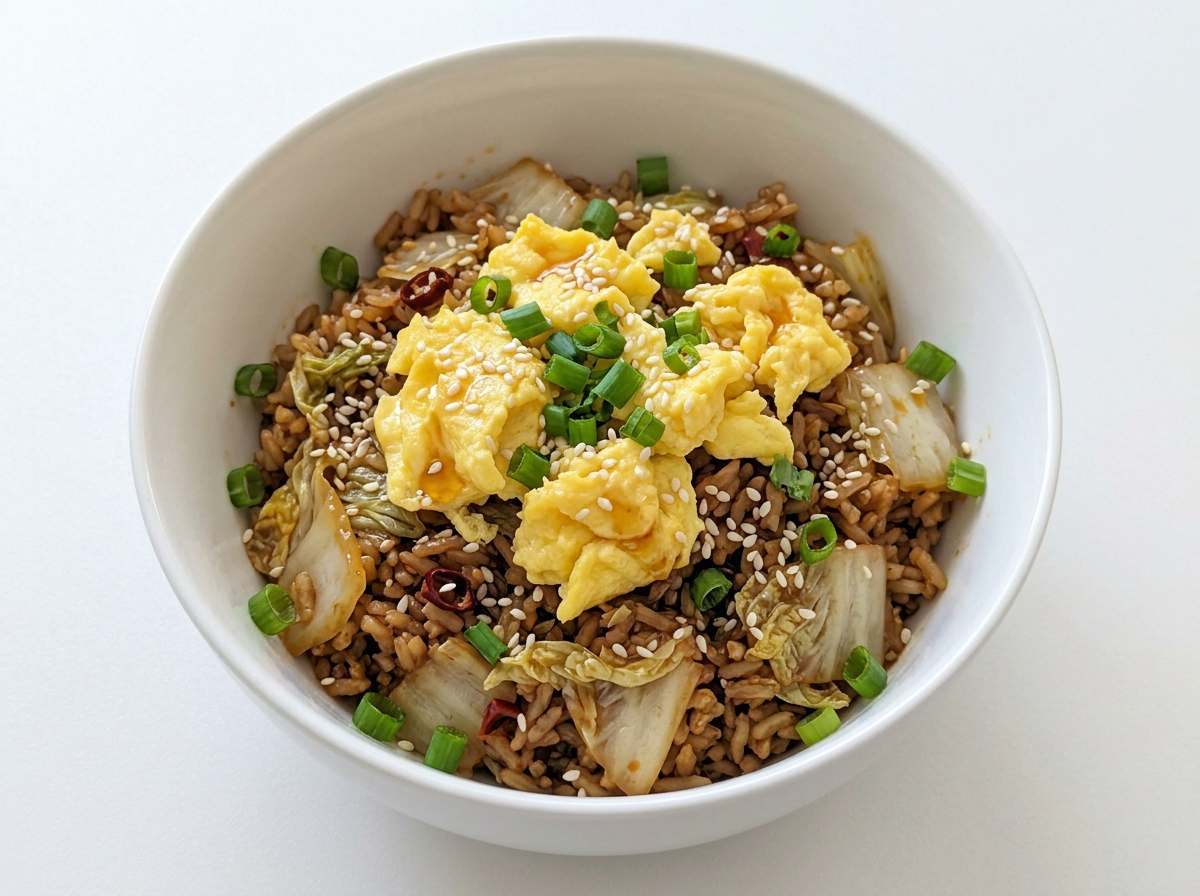 卵と白菜のピリ辛オイスターソース炊き込みご飯