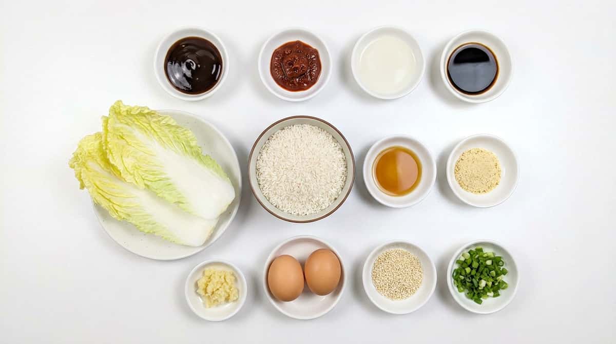 卵と白菜のピリ辛オイスターソース炊き込みご飯（材料）