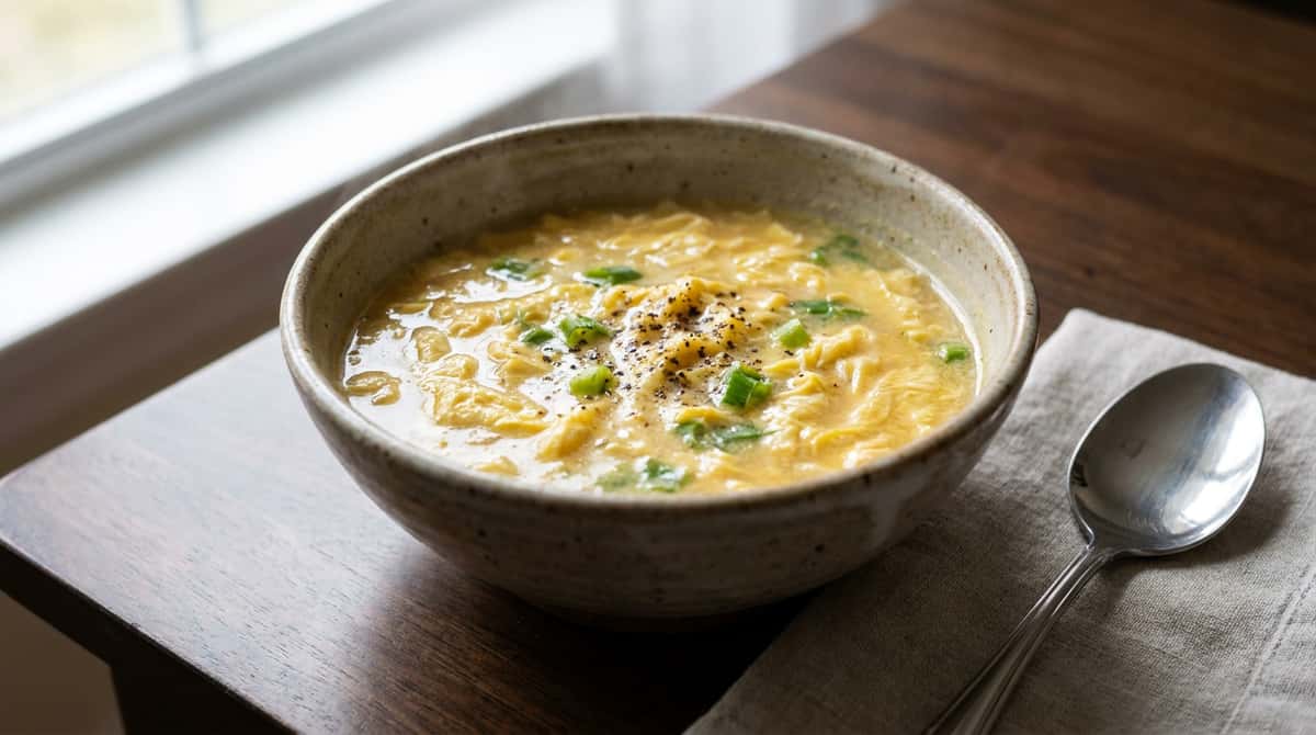長ねぎと卵のマヨクリームコンソメスープ（完成イメージ）