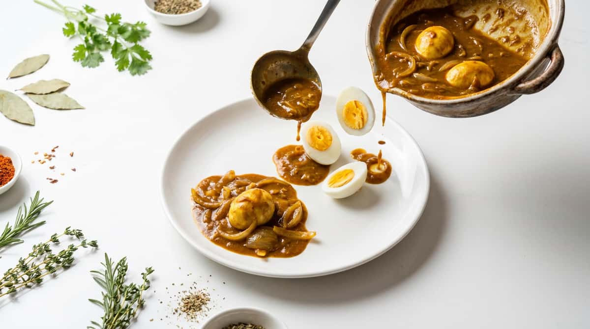 卵と玉ねぎのカレー煮弁当おかず（完成イメージ）