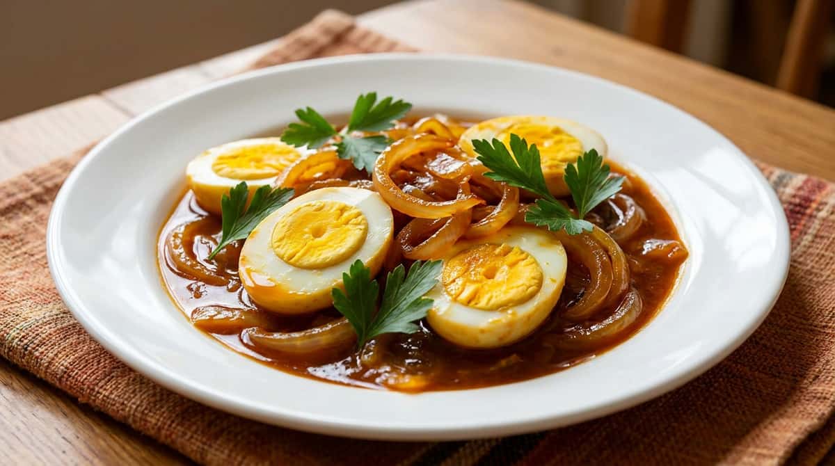 卵と玉ねぎのカレー煮弁当おかず（完成イメージ）
