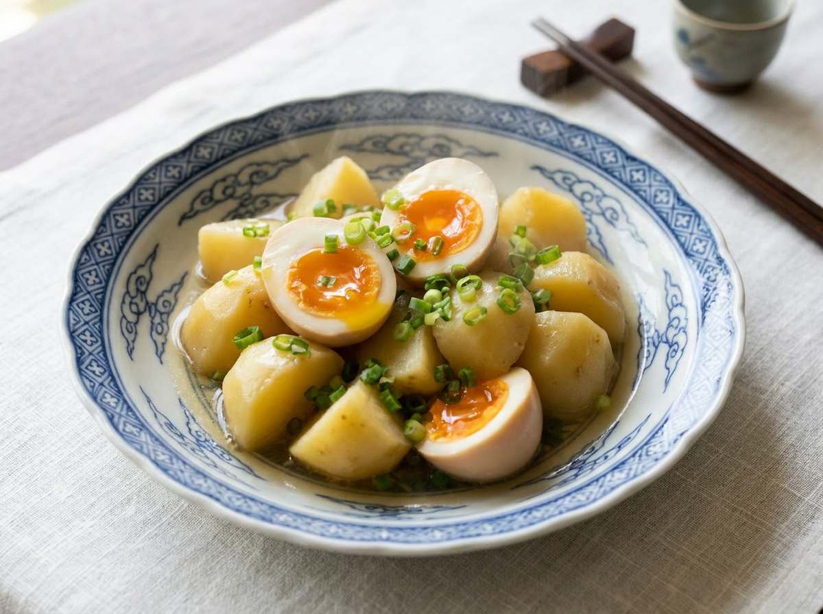 卵とじゃがいもの鶏ガラスープ煮