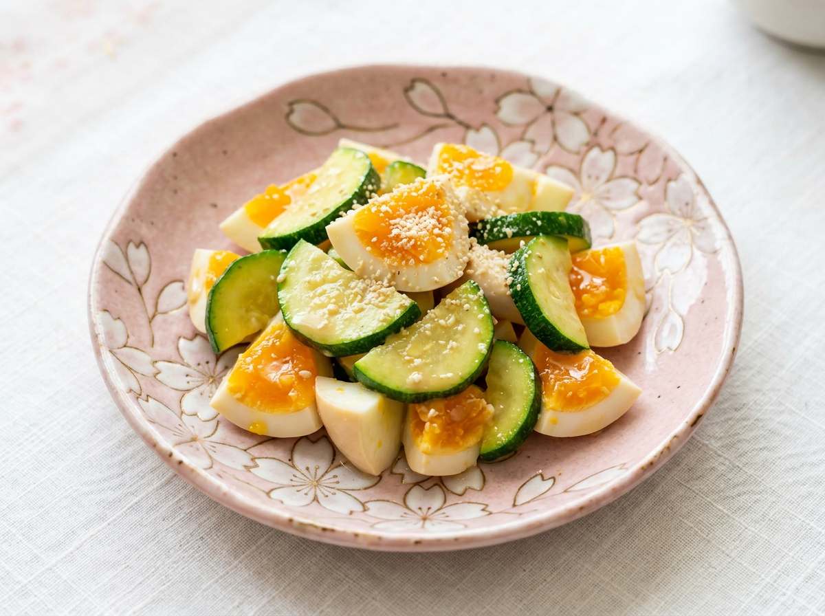 卵とズッキーニの白だし和え