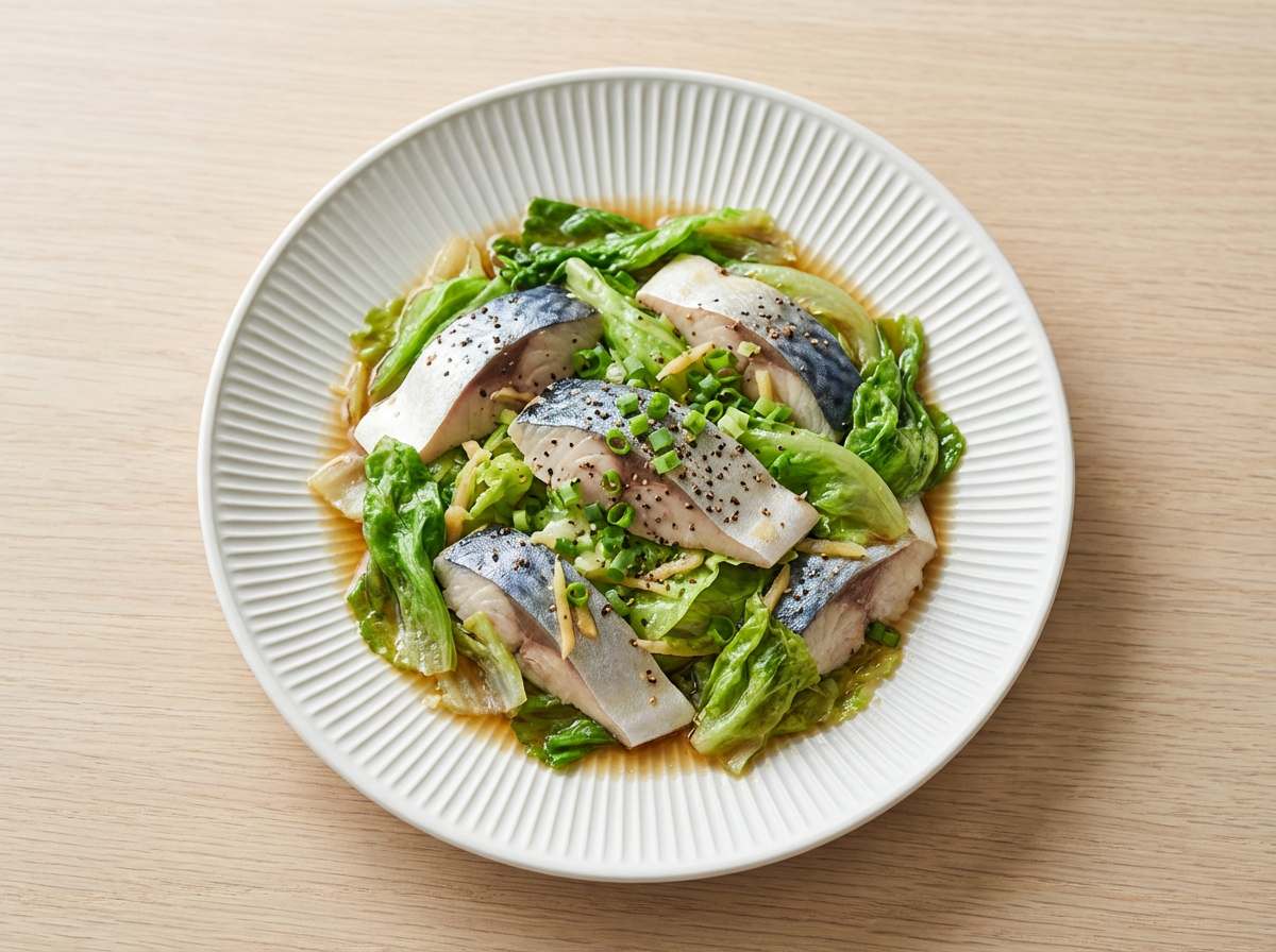 サバとレタスのさっぱりレンジ蒸し