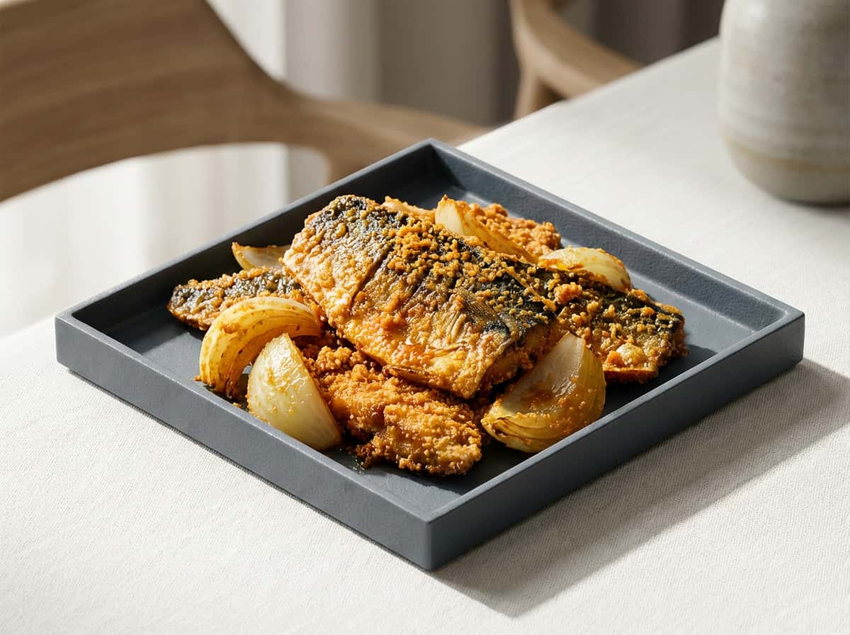 サバと玉ねぎの鶏ガラ香味揚げ（糖質オフ）