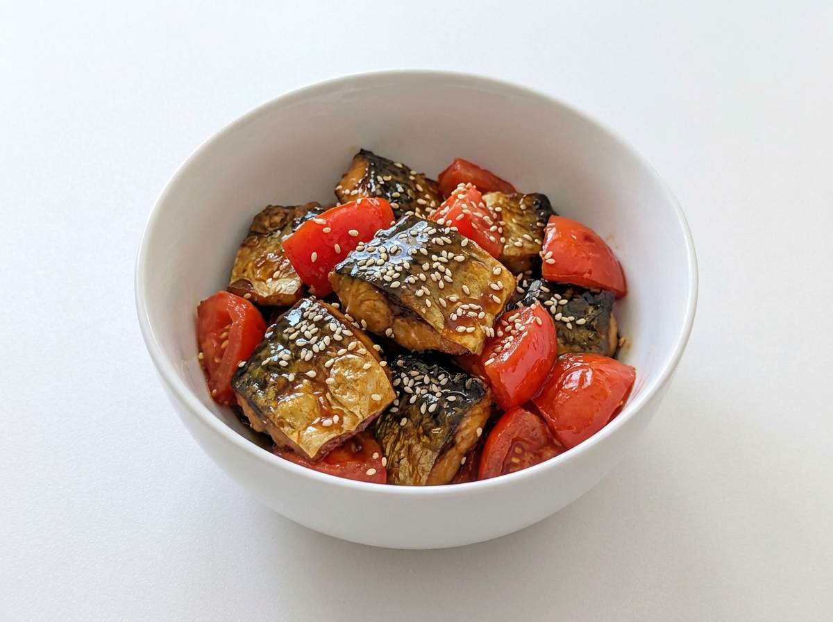 サバとトマトの甘酢照り焼き