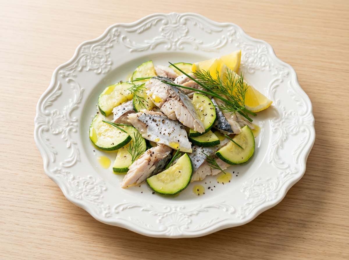 サバとズッキーニの塩こしょうさっぱり和え